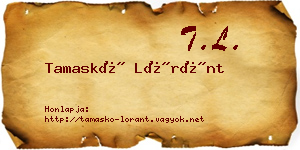 Tamaskó Lóránt névjegykártya